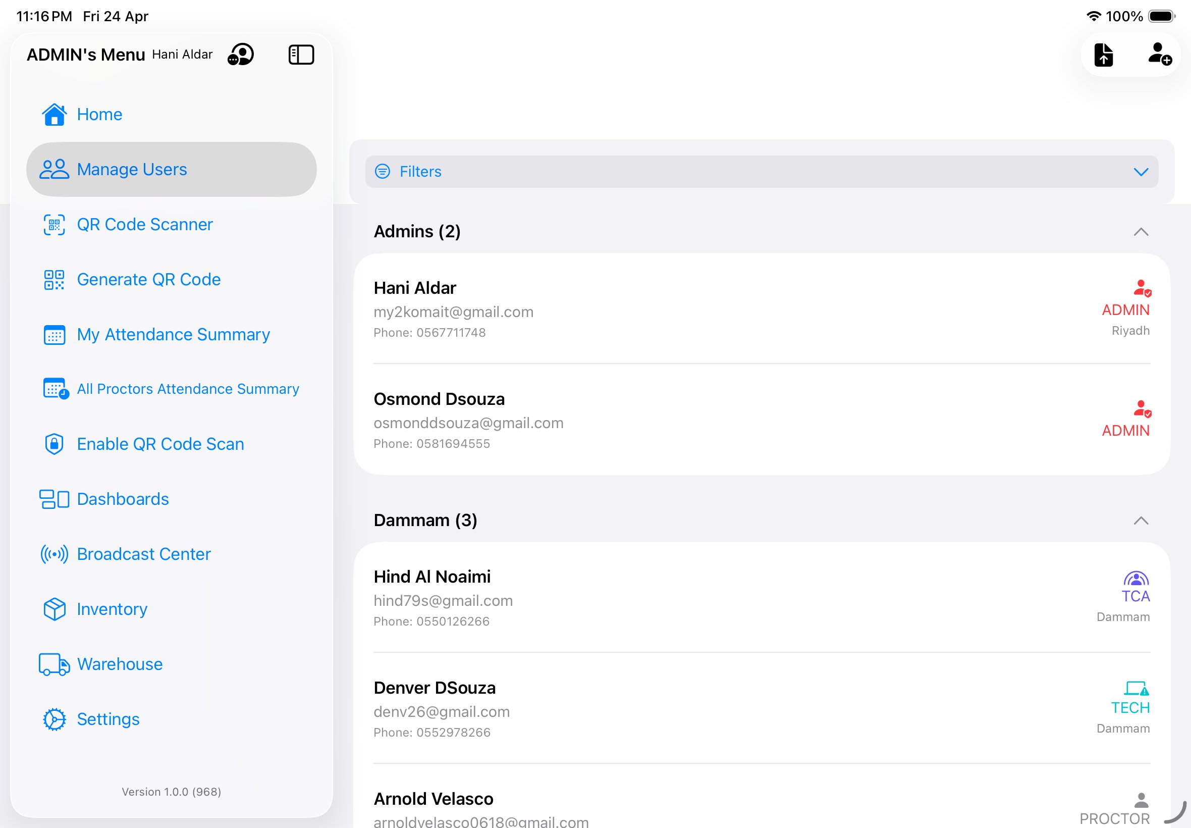 Manage Users grouped by city